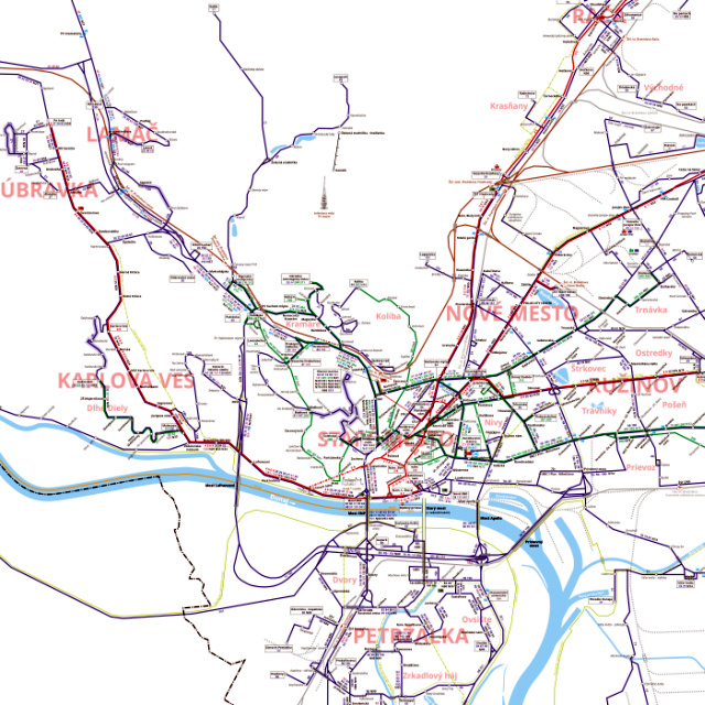 Schéma liniek MHD Bratislava k 1.5.2013, zdroj: imhd.sk