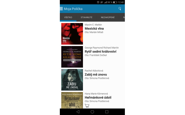 Audiotéka – Polička na Androide, zdroj: audioteka.sk