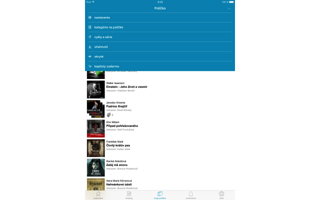 Audiotéka – Polička na iOS, zdroj: audioteka.sk