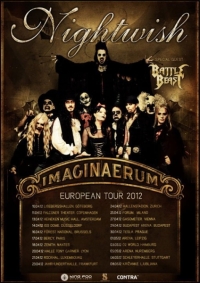 Plagát koncertov hudobnej skupiny Nightwish na European Tour 2012, zdroj: ticketportal.cz